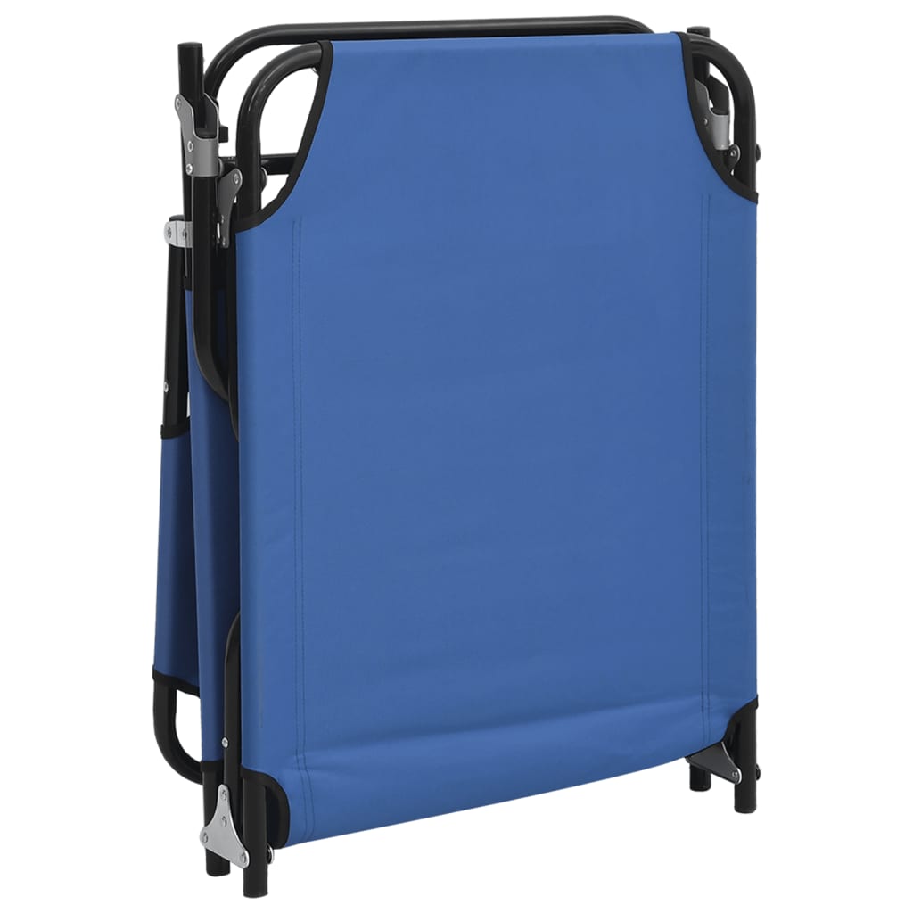 Folding sun lounger oxford fabric/powder coated steel blue