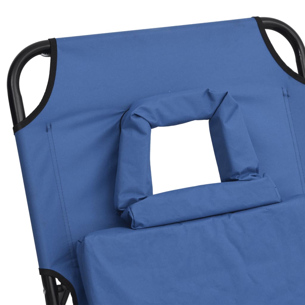 Folding sun lounger oxford fabric/powder coated steel blue