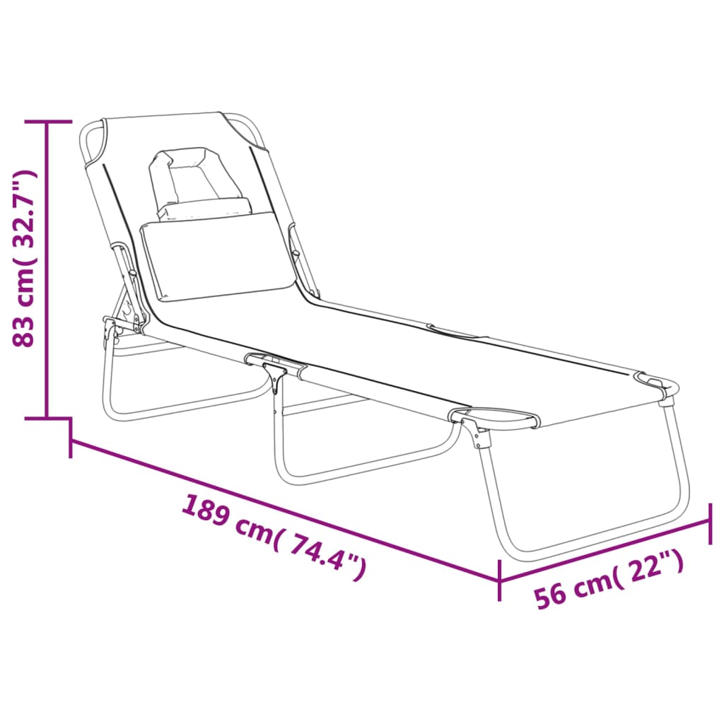 Folding sun lounger oxford fabric/powder coated steel blue