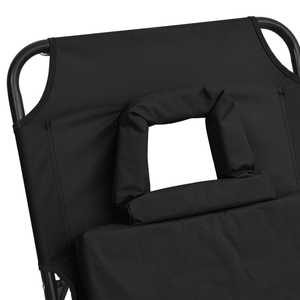 Folding sun lounger oxford fabric/black powder coated steel