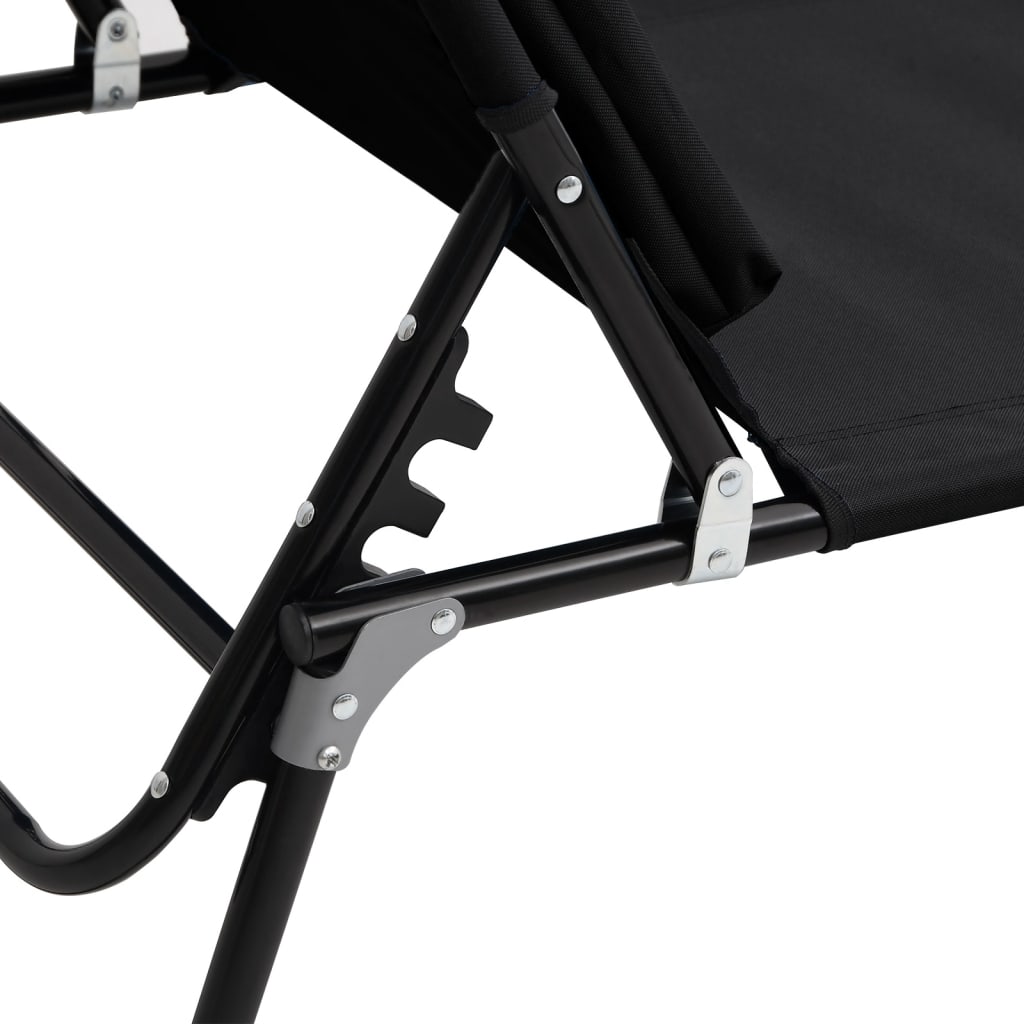 Folding sun lounger oxford fabric/black powder coated steel
