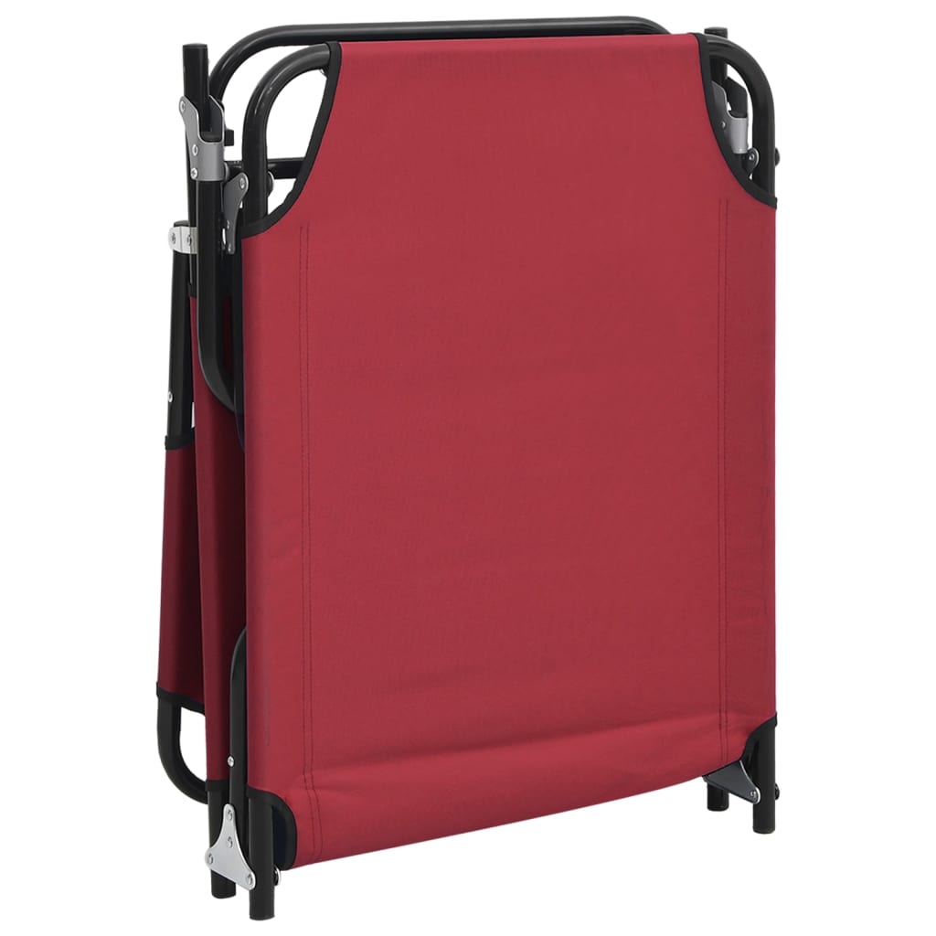 Folding sun lounger oxford fabric/red powder coated steel