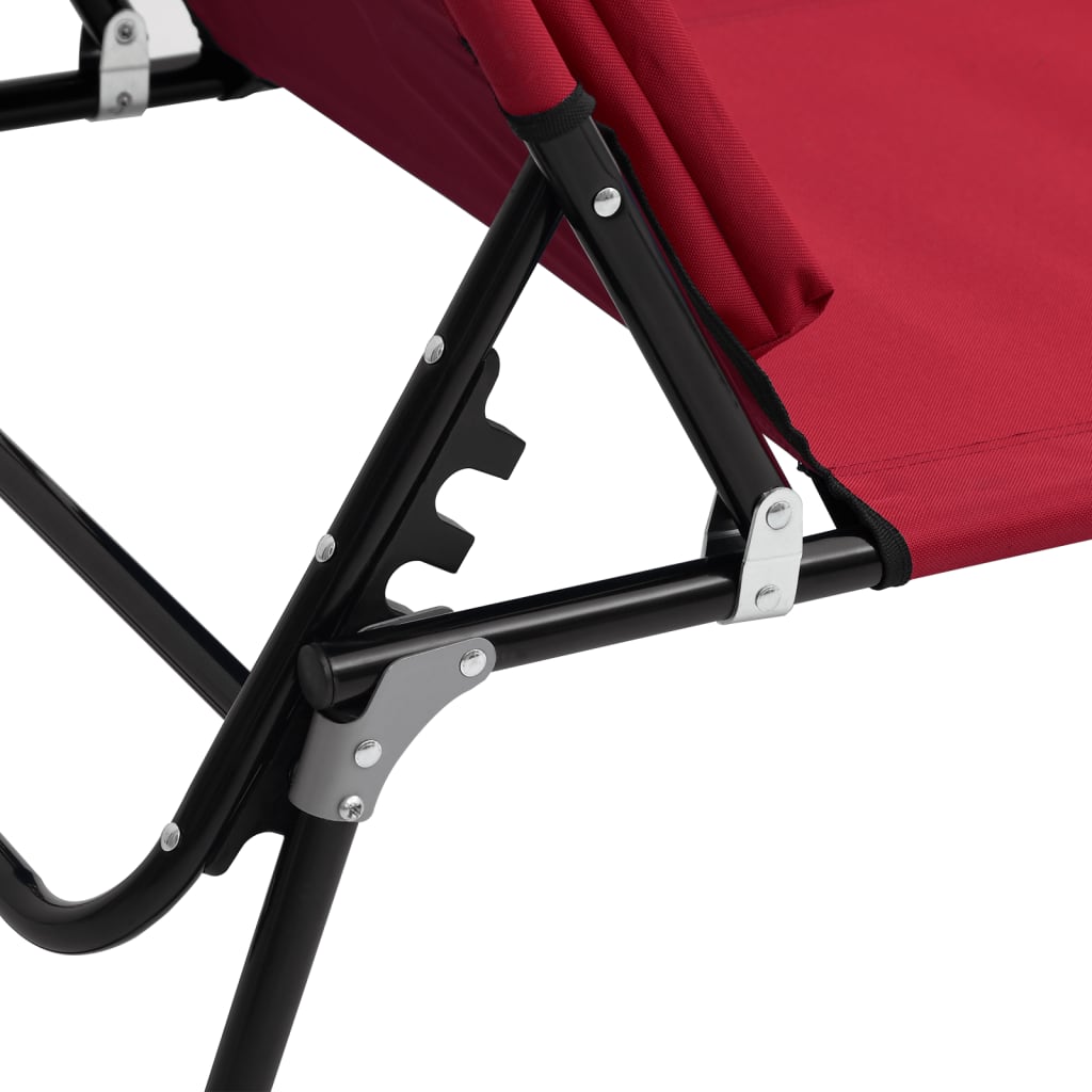 Folding sun lounger oxford fabric/red powder coated steel