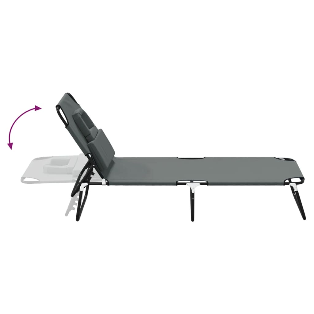 Folding sun lounger oxford fabric/powder coated steel grey
