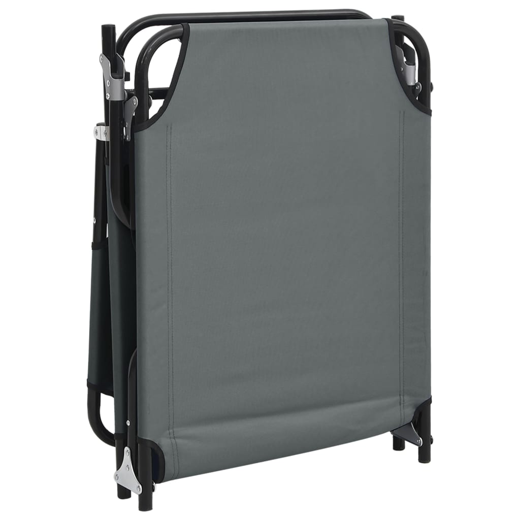 Folding sun lounger oxford fabric/powder coated steel grey