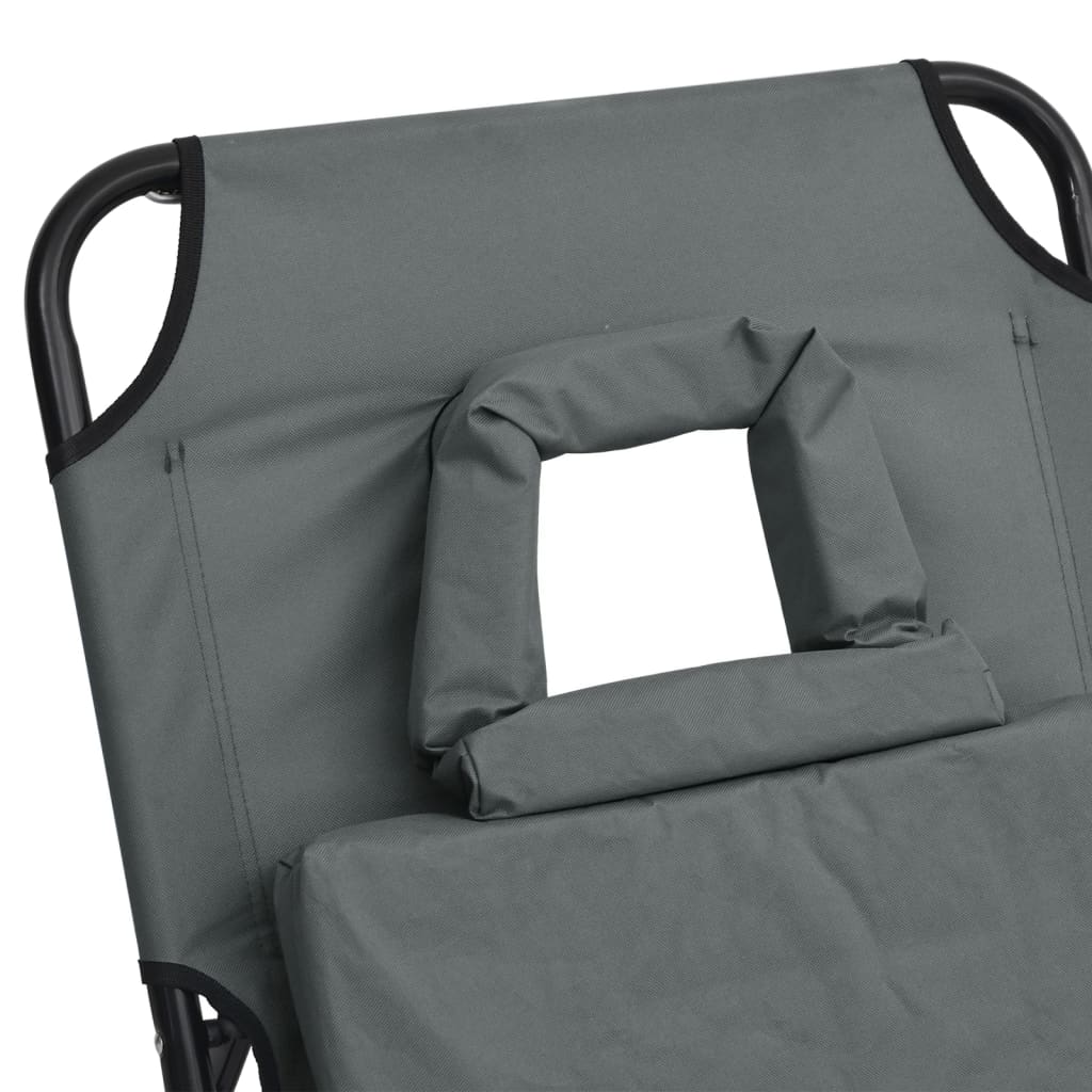 Folding sun lounger oxford fabric/powder coated steel grey