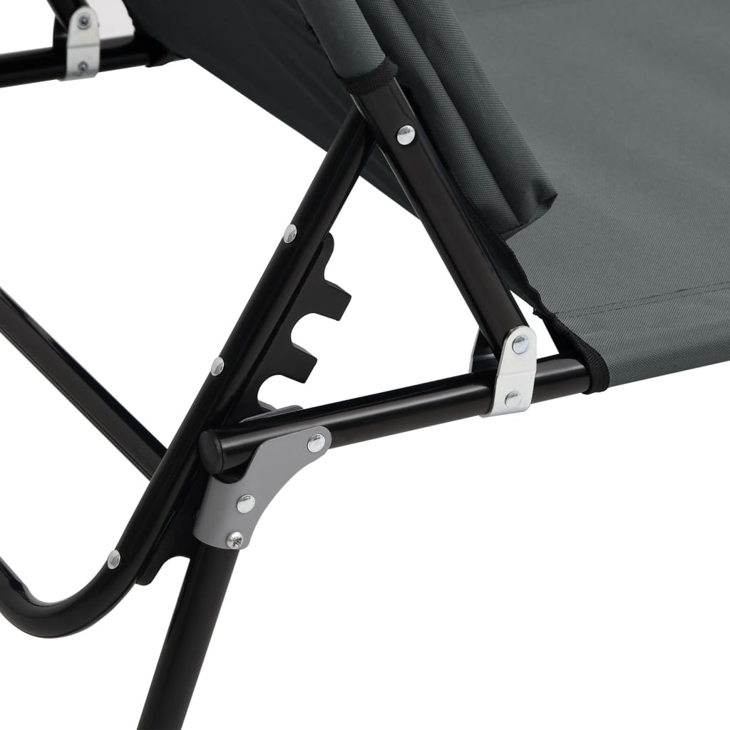 Folding sun lounger oxford fabric/powder coated steel grey