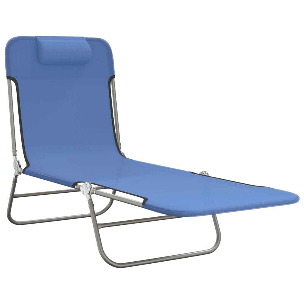 Folding sun loungers 2 pcs textilene and steel blue