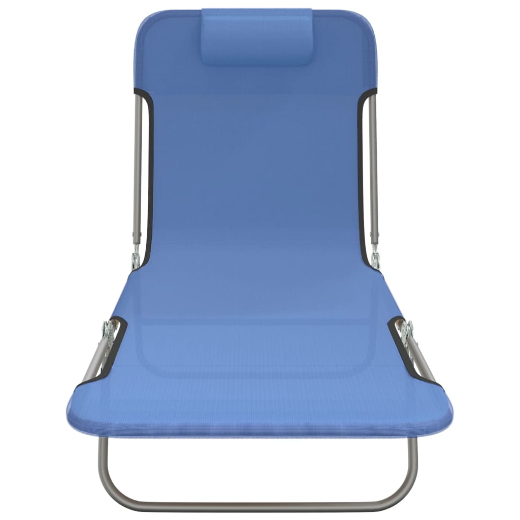 Folding sun loungers 2 pcs textilene and steel blue