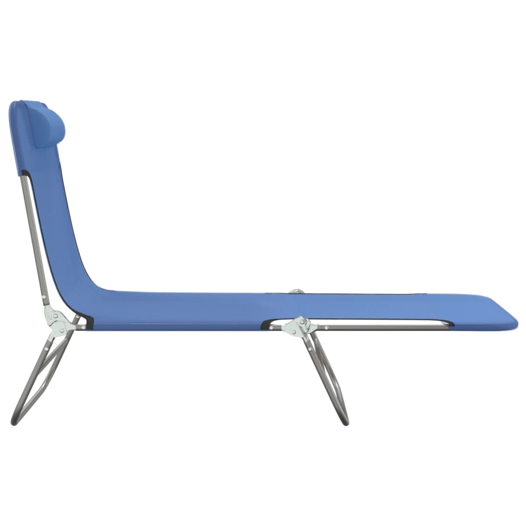 Folding sun loungers 2 pcs textilene and steel blue