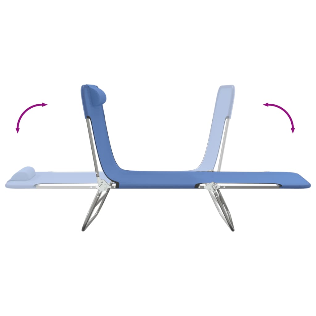 Folding sun loungers 2 pcs textilene and steel blue