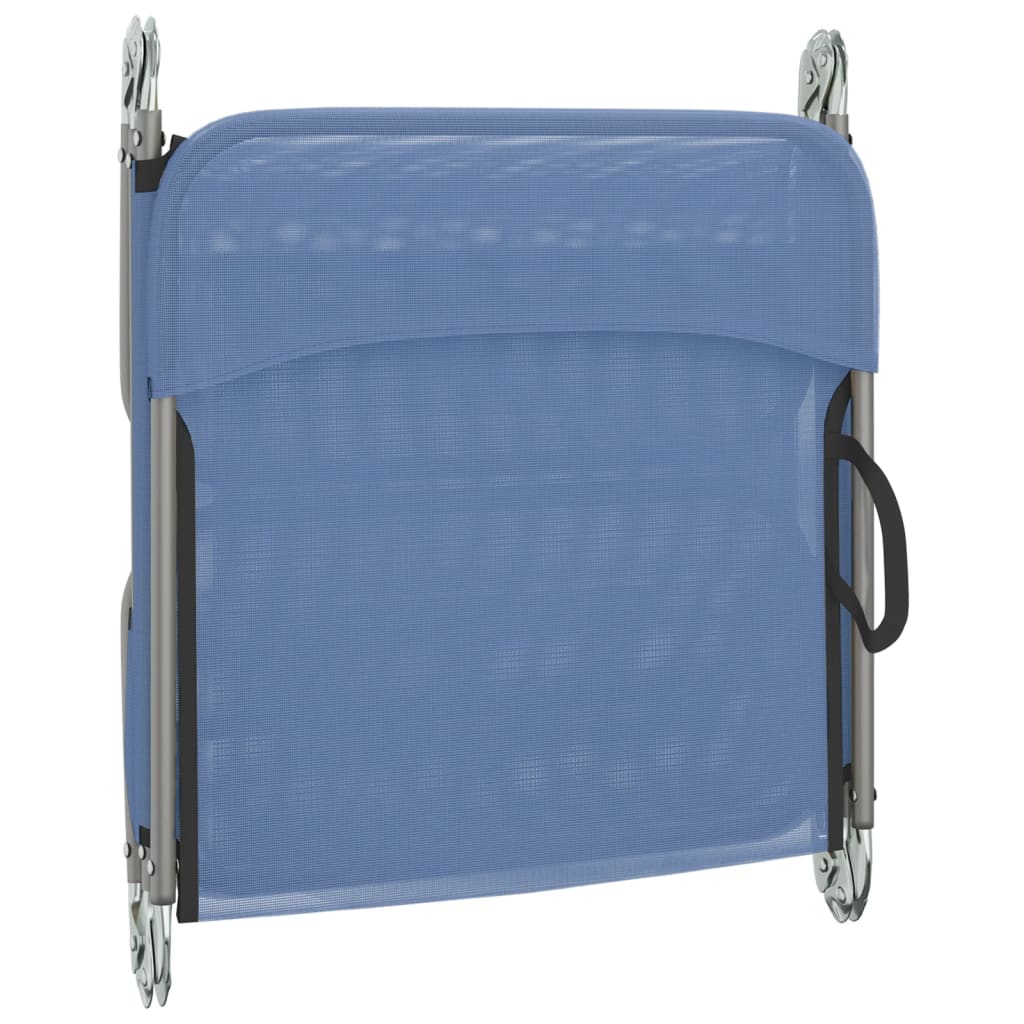 Folding sun loungers 2 pcs textilene and steel blue