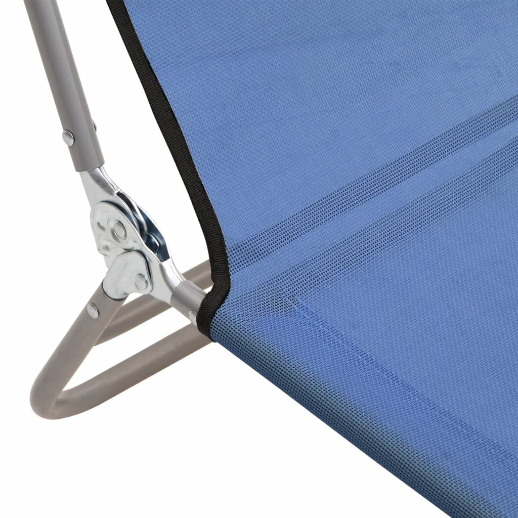 Folding sun loungers 2 pcs textilene and steel blue