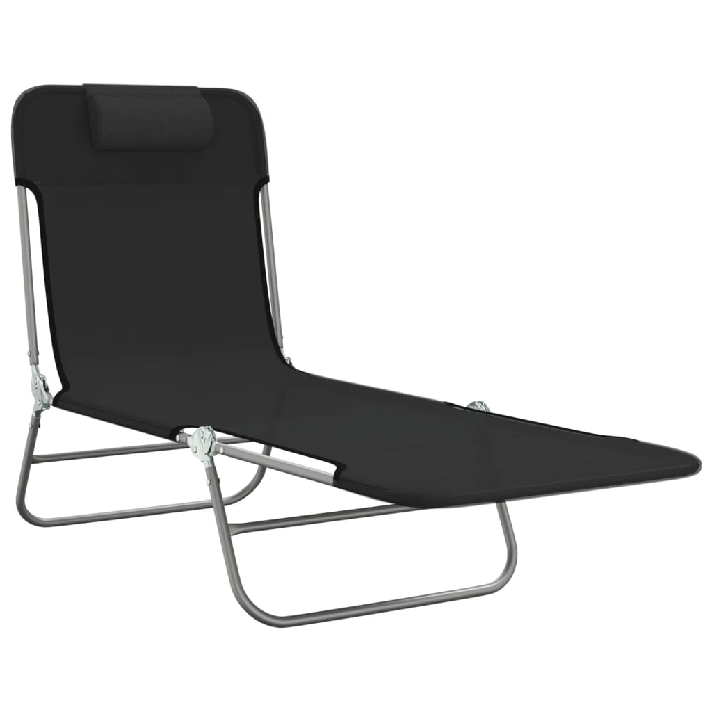 Folding sun loungers 2 pcs textilene and black steel