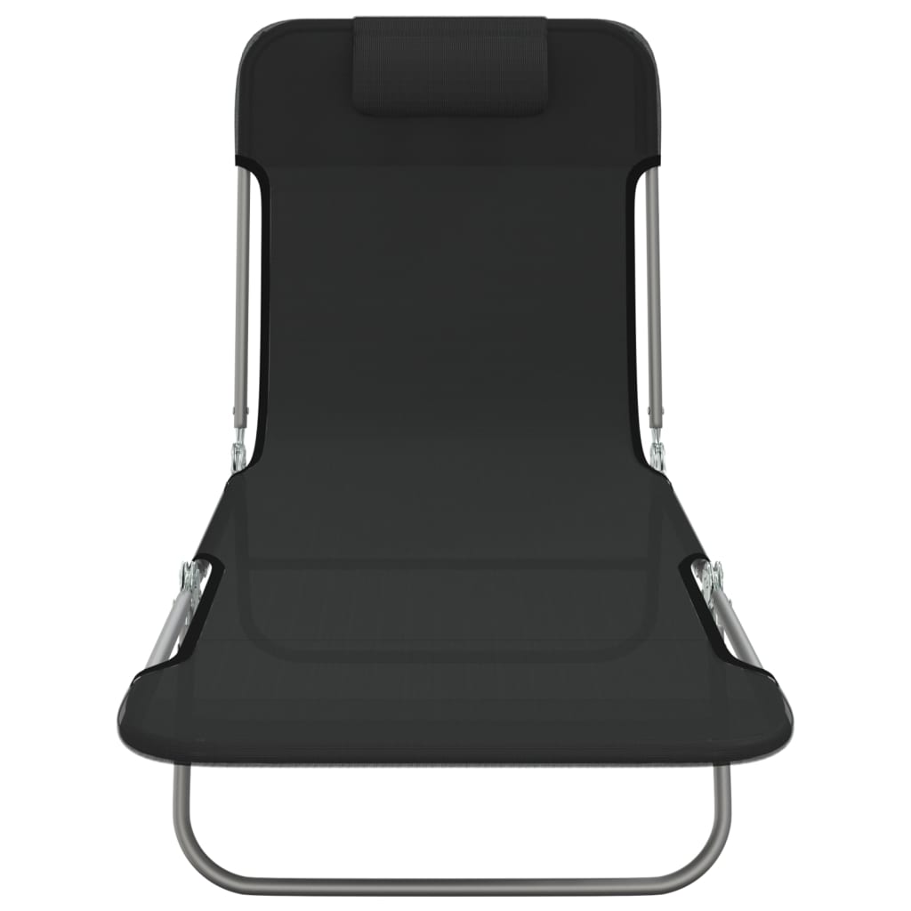 Folding sun loungers 2 pcs textilene and black steel