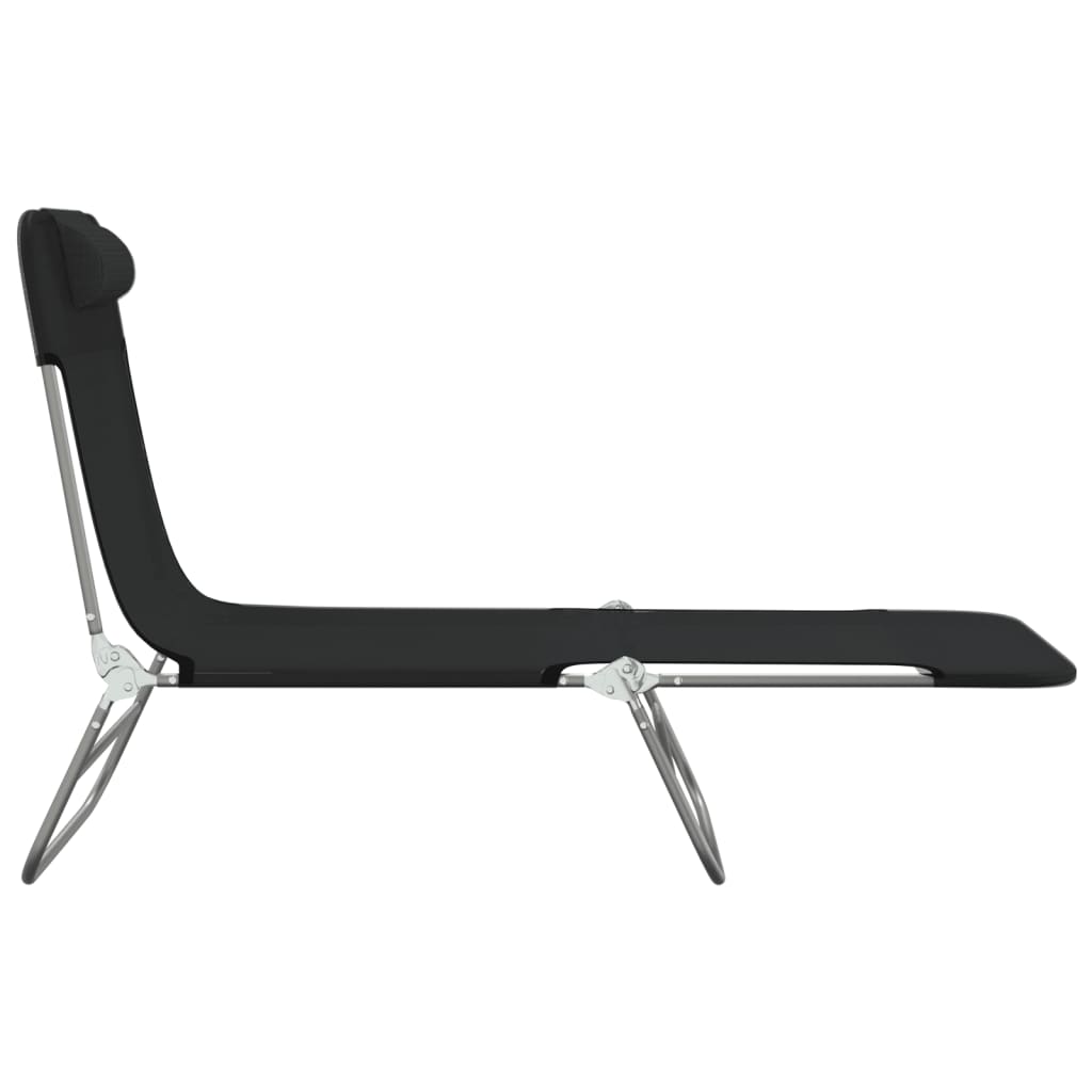 Folding sun loungers 2 pcs textilene and black steel