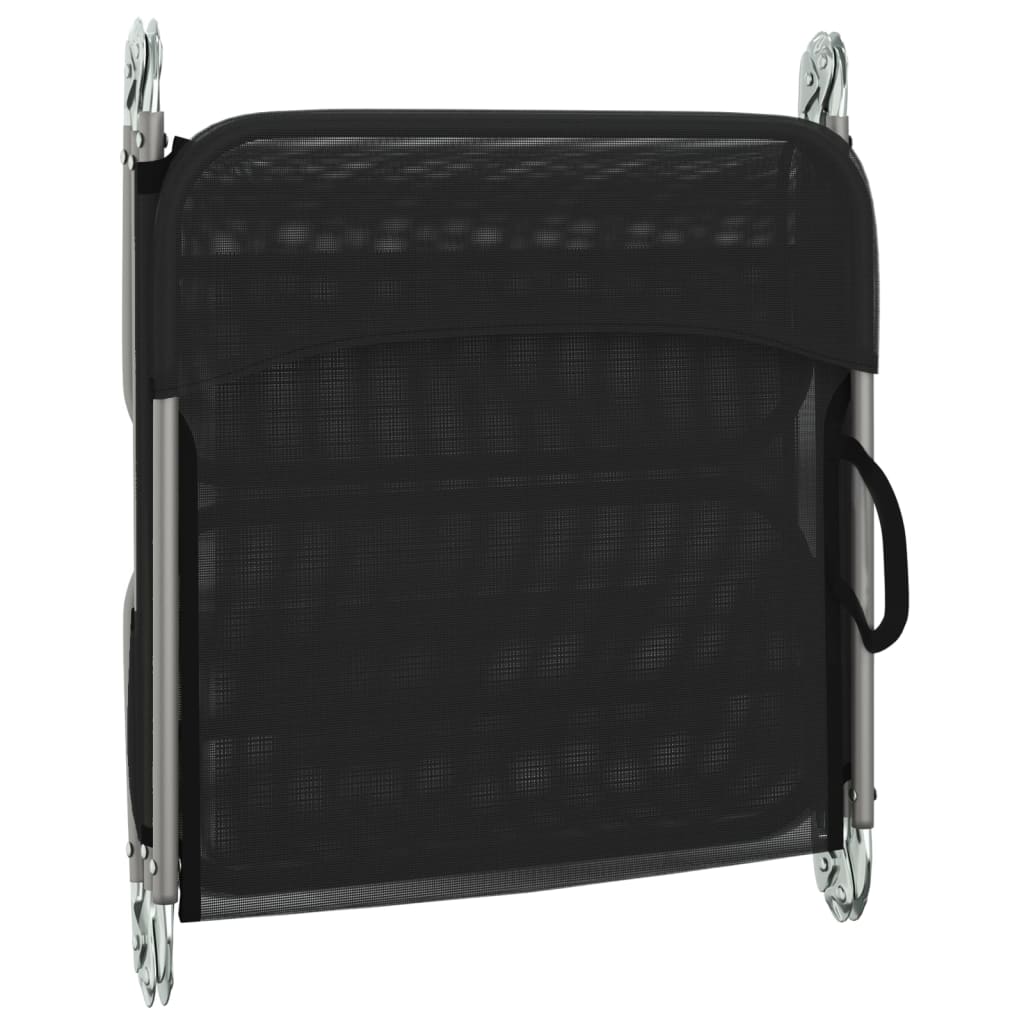 Folding sun loungers 2 pcs textilene and black steel