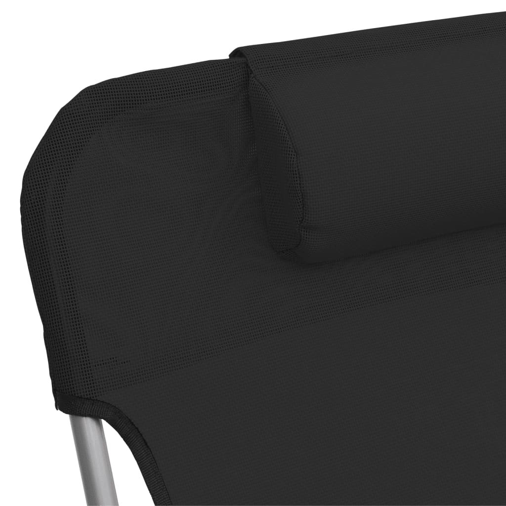 Folding sun loungers 2 pcs textilene and black steel