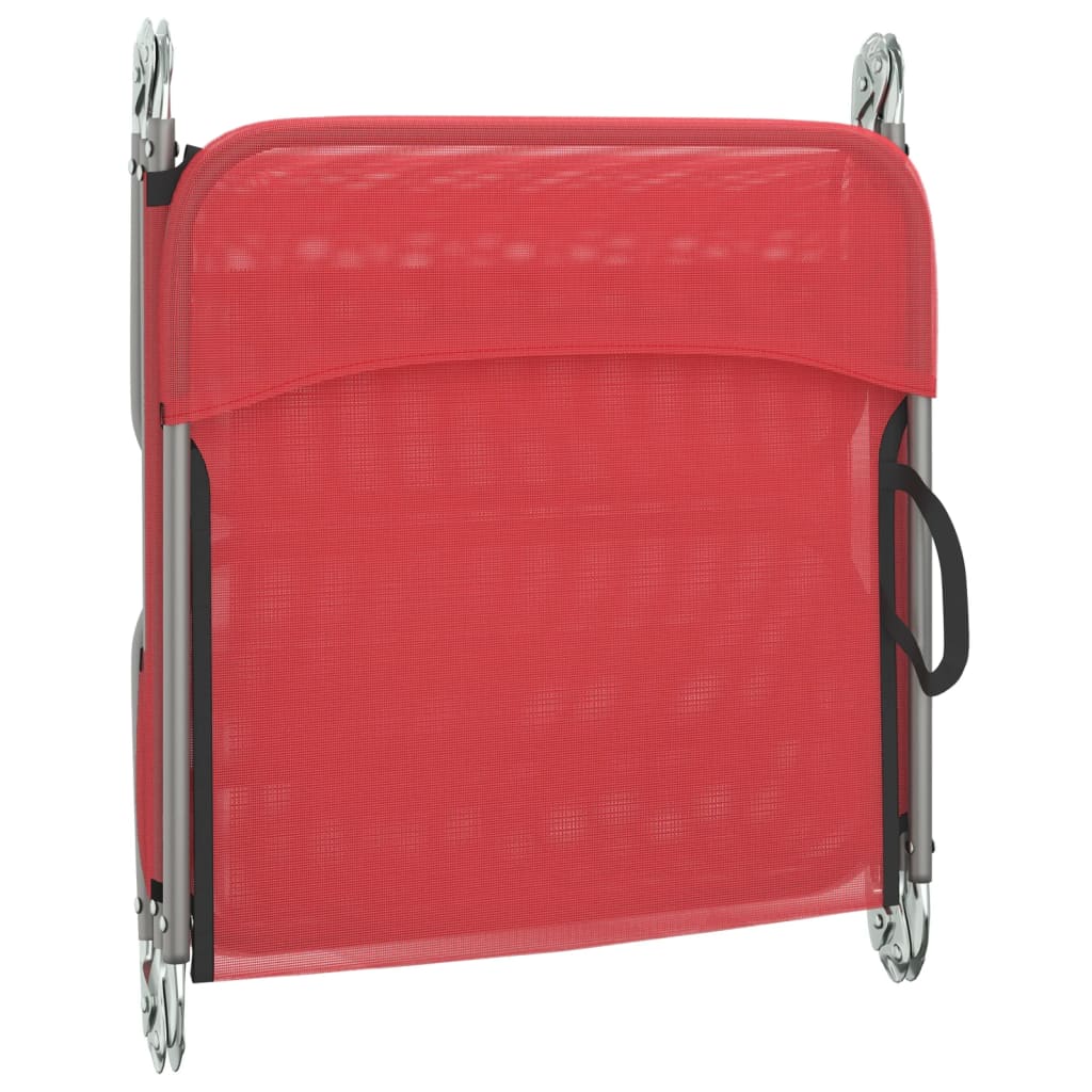 Folding sun loungers 2 pcs textilene and red steel