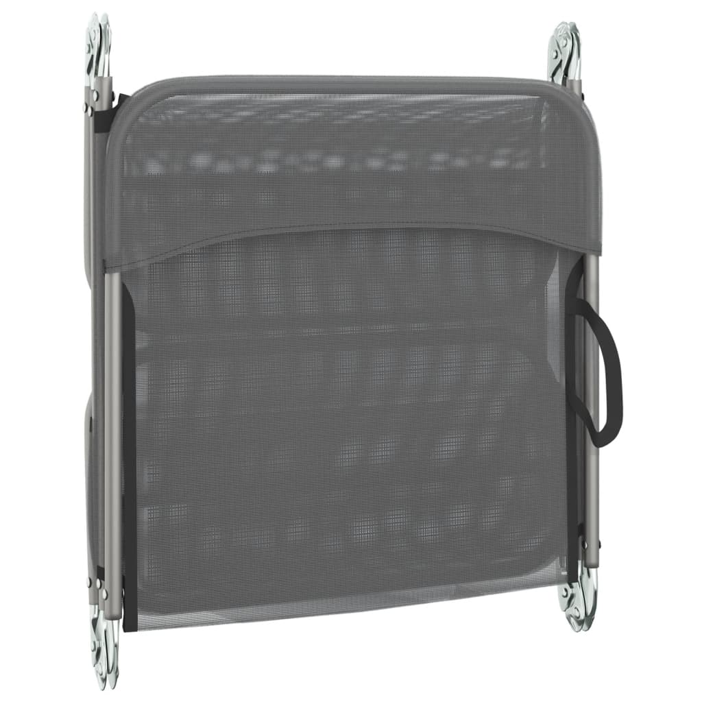 Folding sun loungers 2 pcs textilene and steel grey