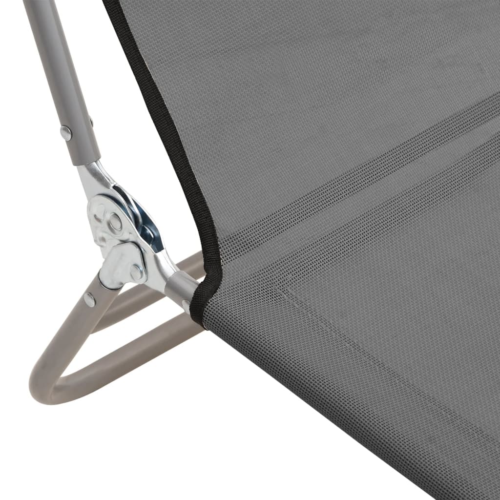 Folding sun loungers 2 pcs textilene and steel grey
