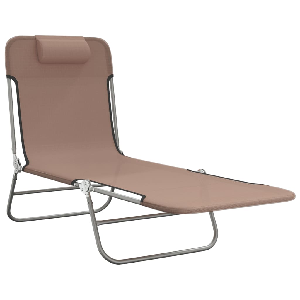 Folding sun loungers 2 pcs textilene and steel brown