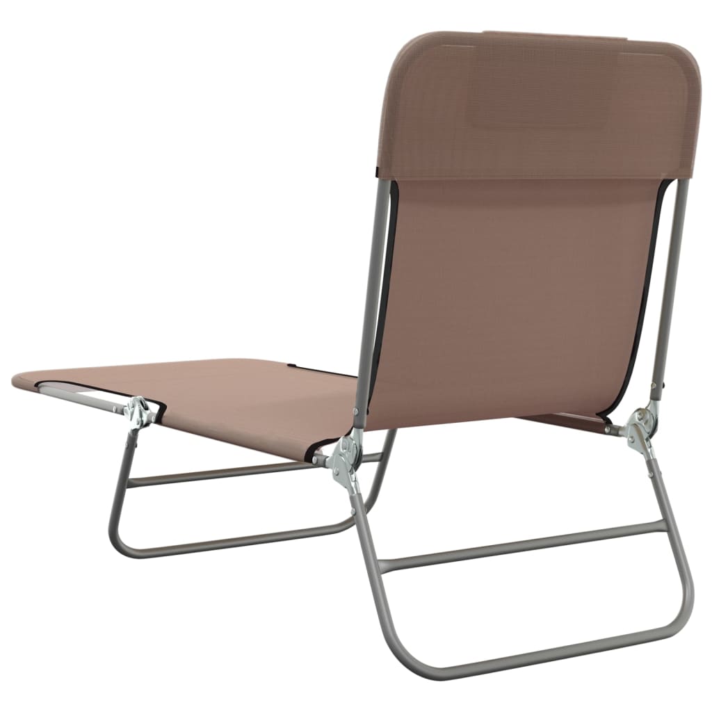 Folding sun loungers 2 pcs textilene and steel brown