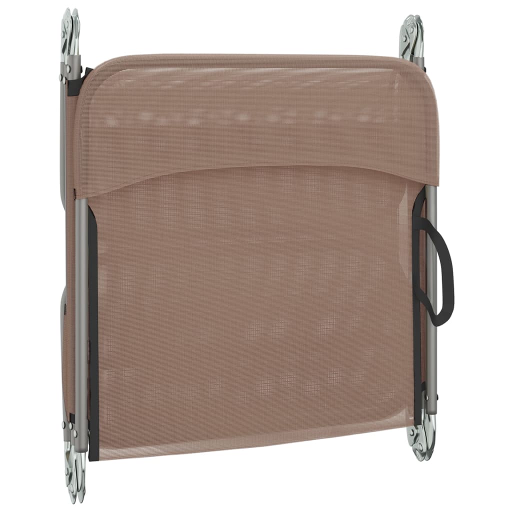 Folding sun loungers 2 pcs textilene and steel brown
