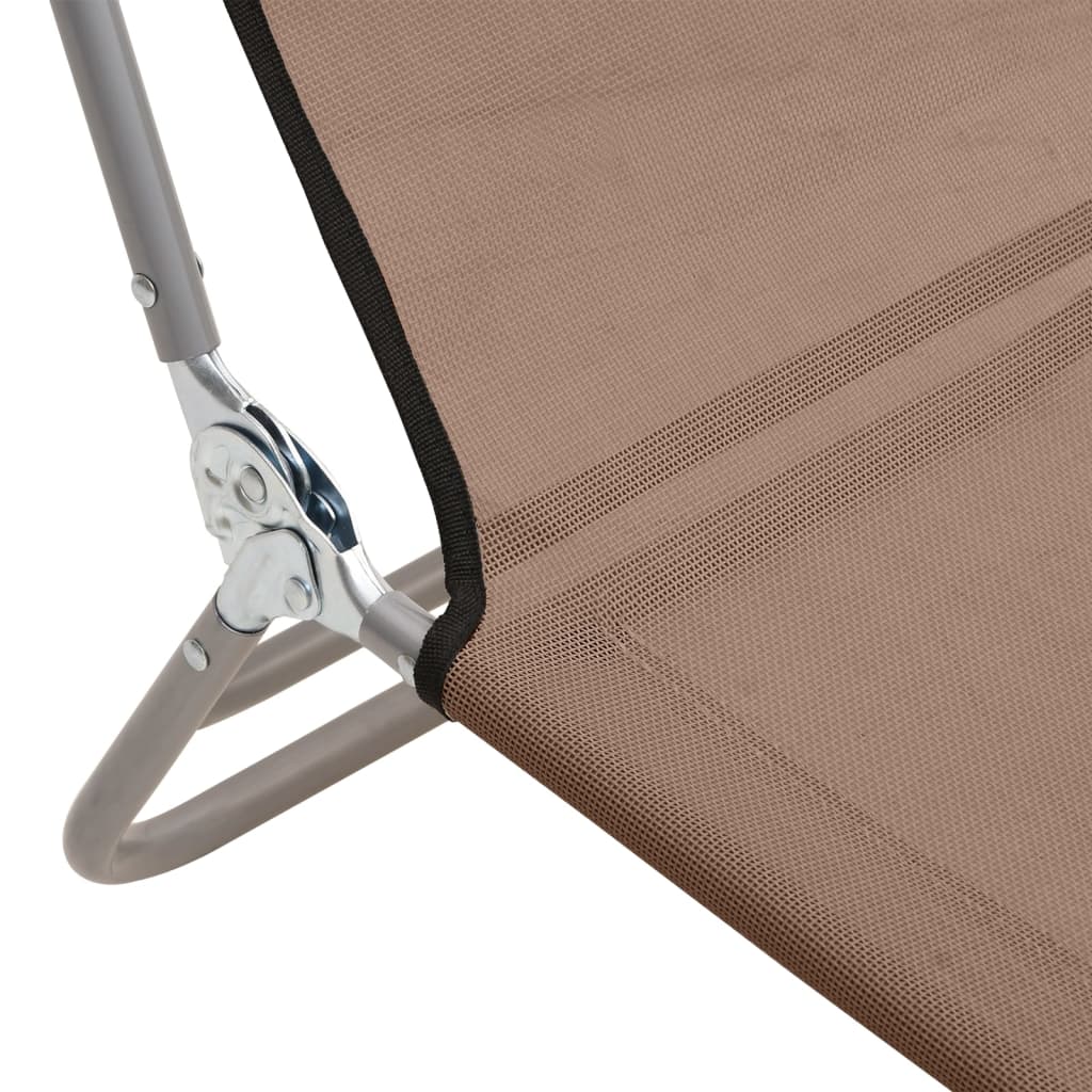 Folding sun loungers 2 pcs textilene and steel brown