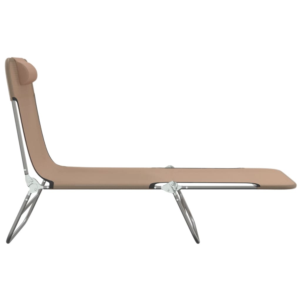 Folding sun loungers 2pcs textilene/steel grey-brown