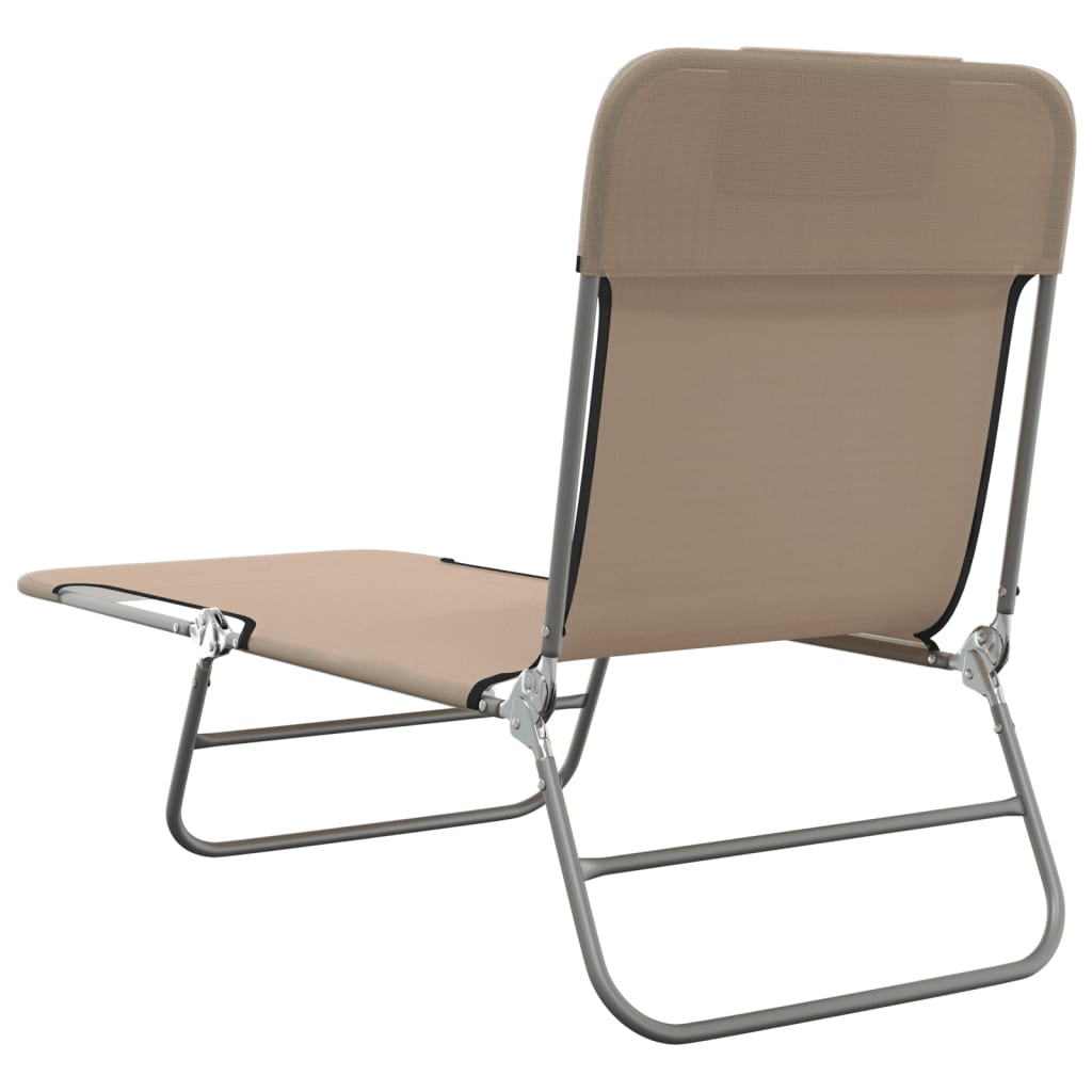 Folding sun loungers 2pcs textilene/steel grey-brown
