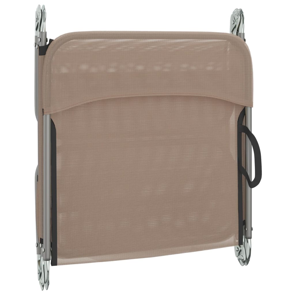 Folding sun loungers 2pcs textilene/steel grey-brown