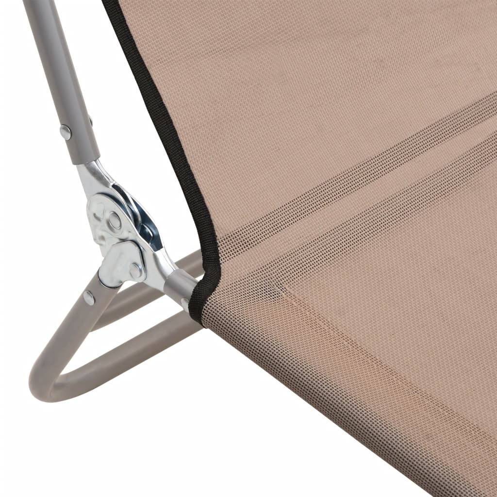 Folding sun loungers 2pcs textilene/steel grey-brown