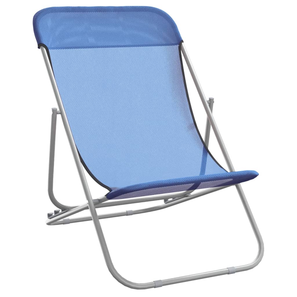 Folding beach chairs 2pcs textilene/powder coated steel blue