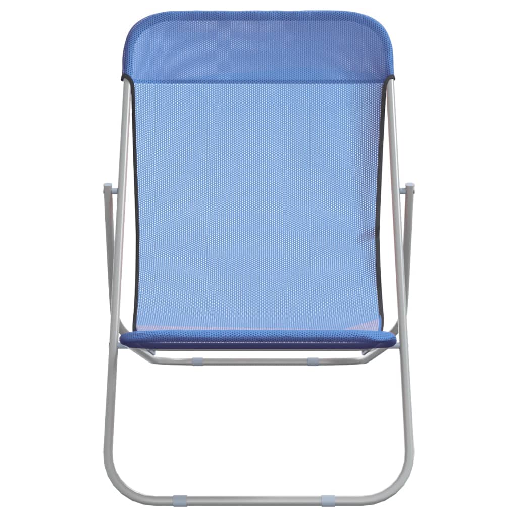 Folding beach chairs 2pcs textilene/powder coated steel blue