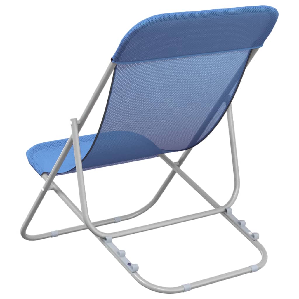 Folding beach chairs 2pcs textilene/powder coated steel blue