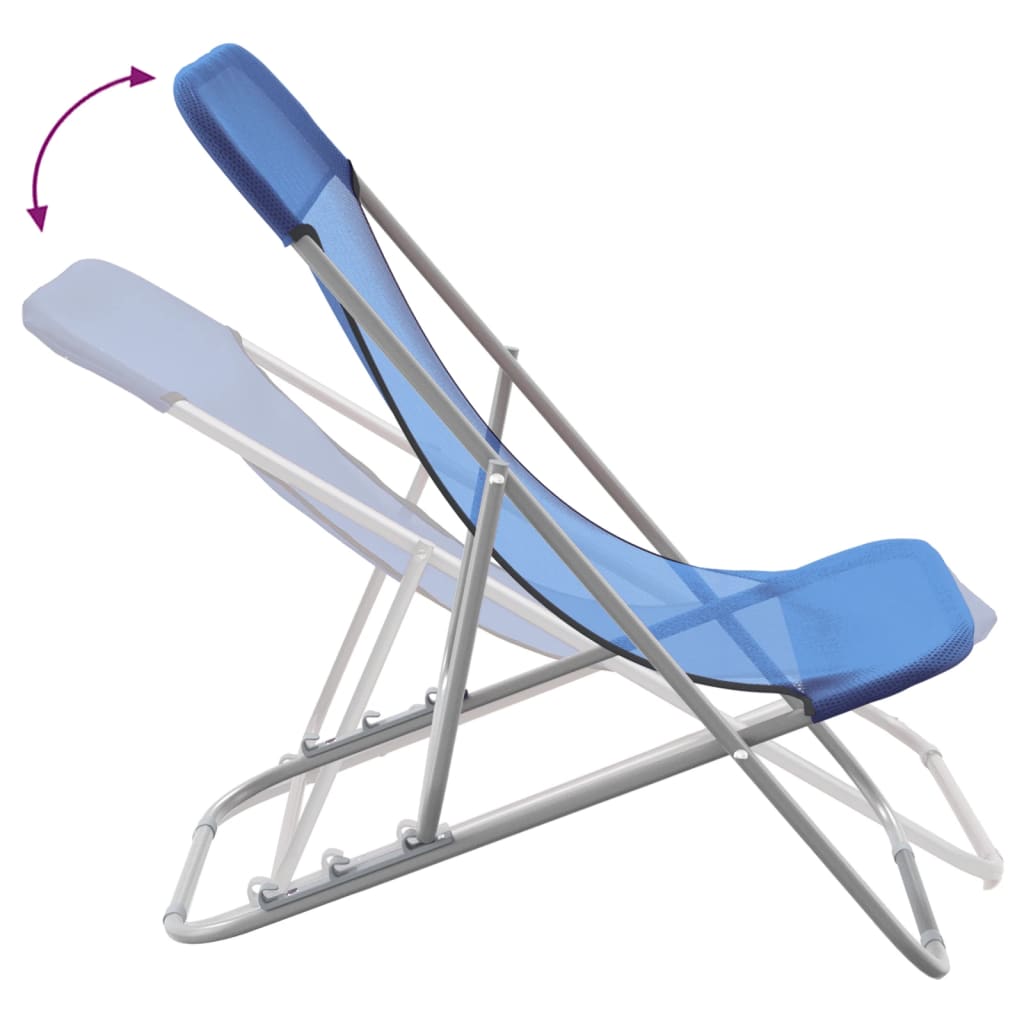 Folding beach chairs 2pcs textilene/powder coated steel blue
