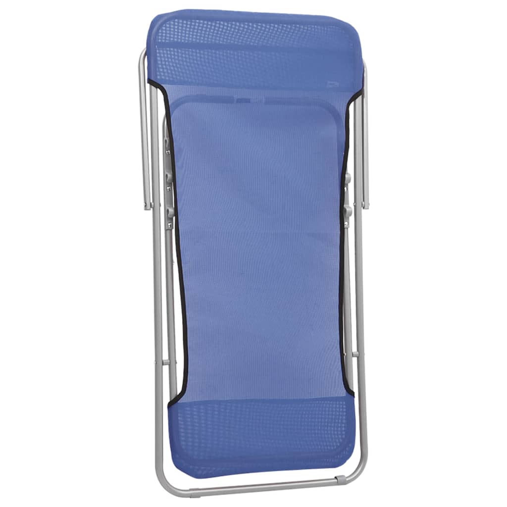 Folding beach chairs 2pcs textilene/powder coated steel blue