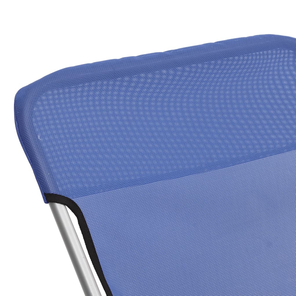 Folding beach chairs 2pcs textilene/powder coated steel blue