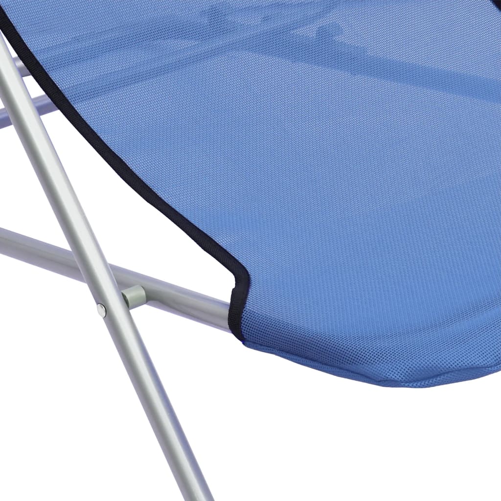 Folding beach chairs 2pcs textilene/powder coated steel blue