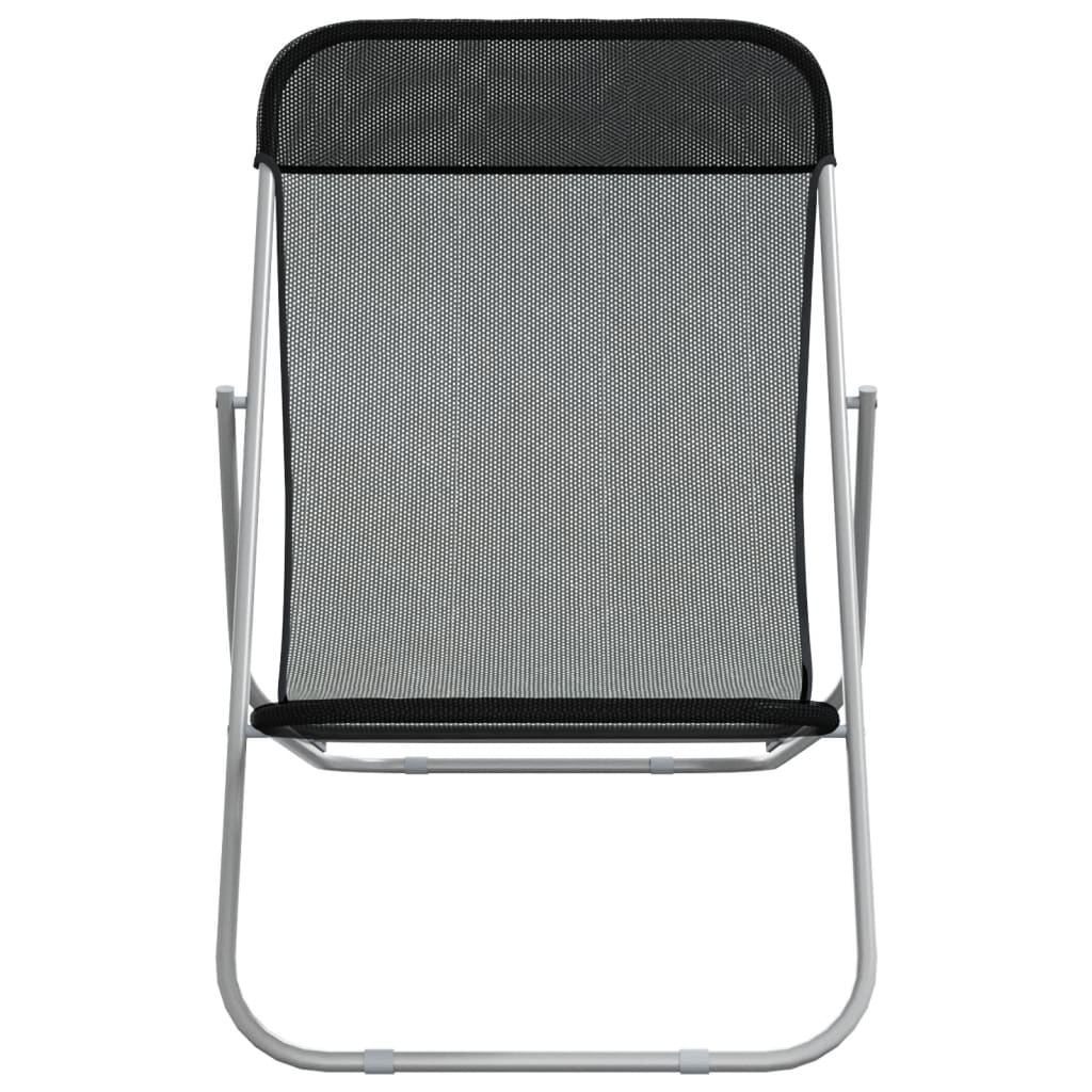 Folding Beach Chairs 2pcs Textilene/Black Powder Coated Steel