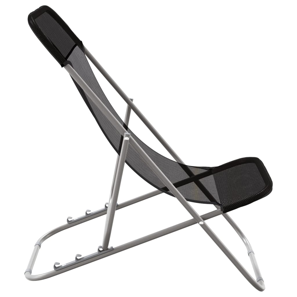 Folding Beach Chairs 2pcs Textilene/Black Powder Coated Steel