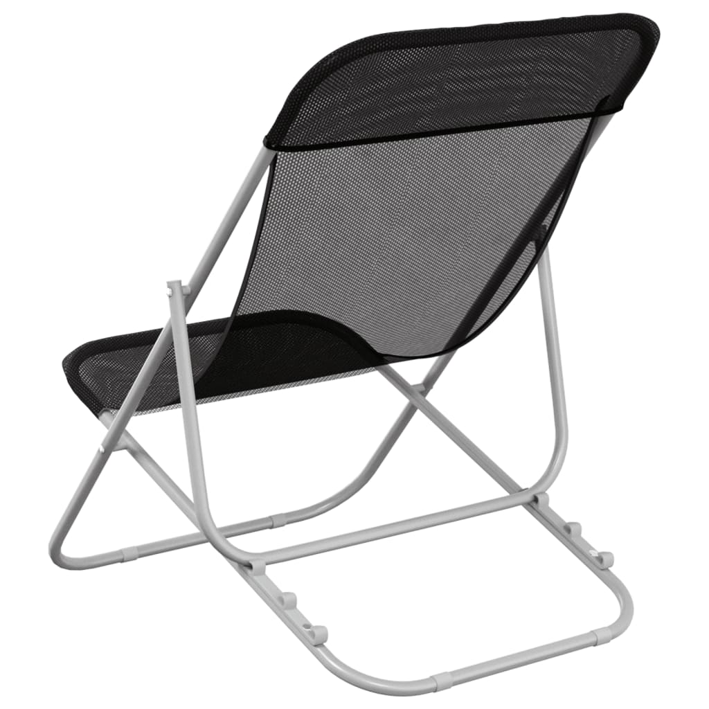 Folding Beach Chairs 2pcs Textilene/Black Powder Coated Steel
