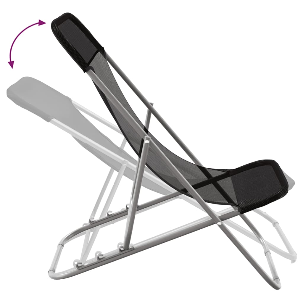 Folding Beach Chairs 2pcs Textilene/Black Powder Coated Steel
