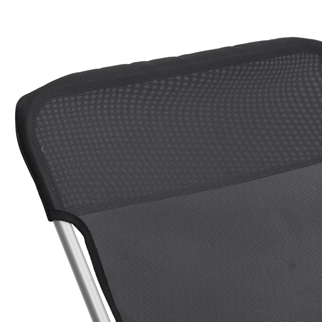Folding Beach Chairs 2pcs Textilene/Black Powder Coated Steel