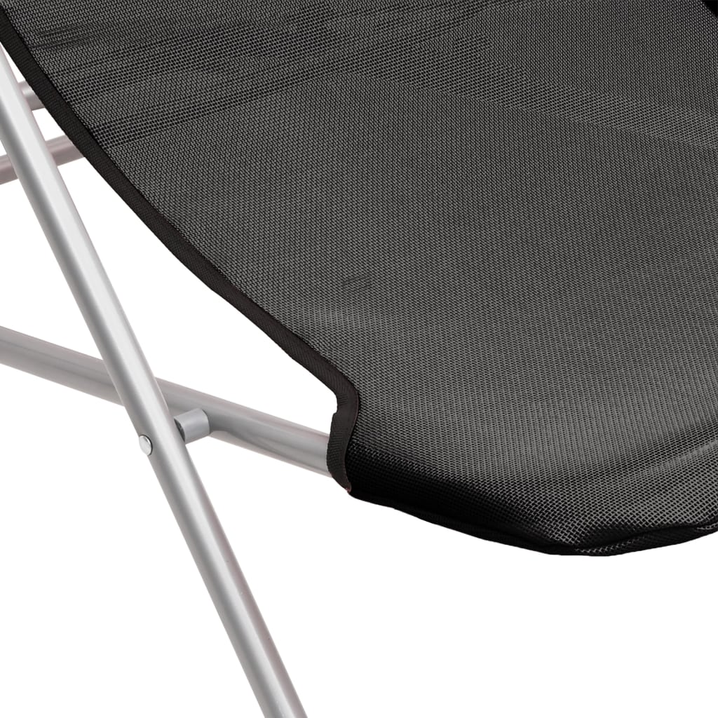Folding Beach Chairs 2pcs Textilene/Black Powder Coated Steel