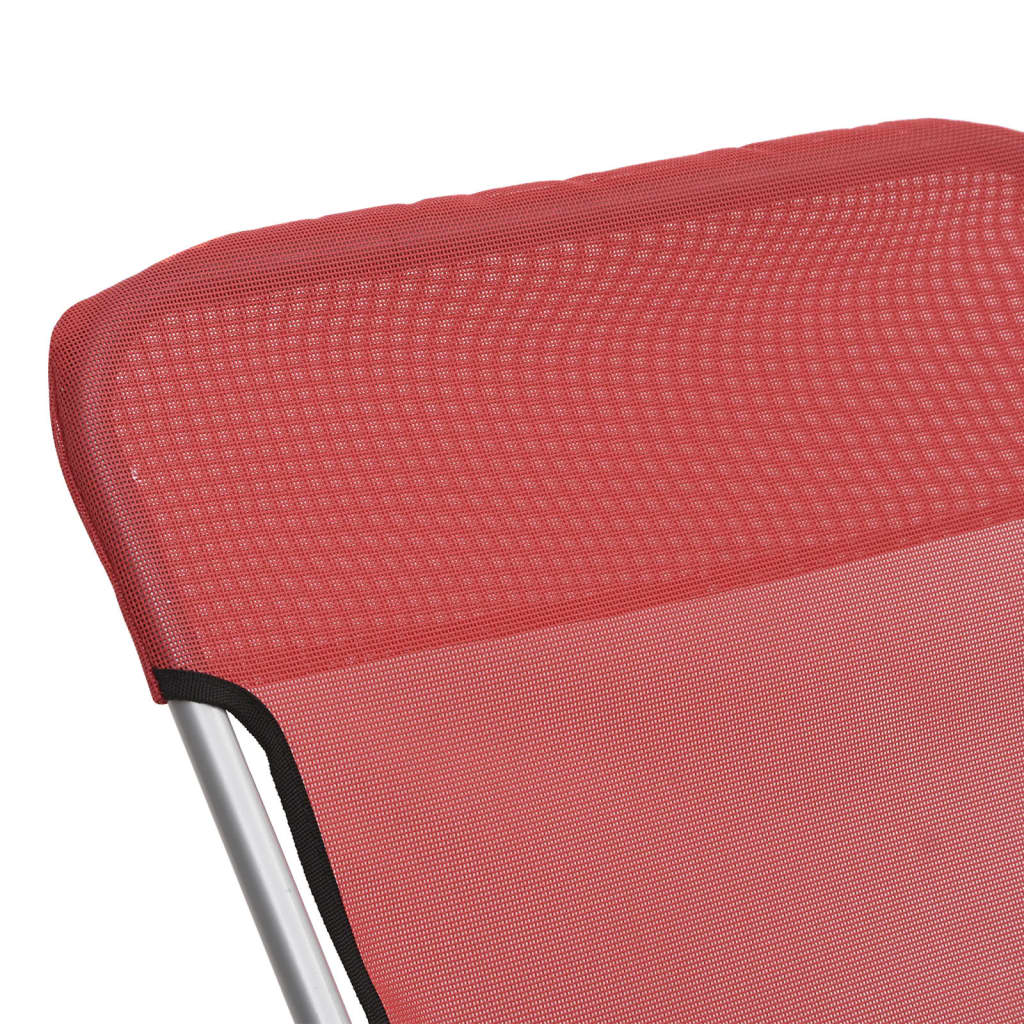 Folding beach chairs 2pcs textilene/red powder coated steel
