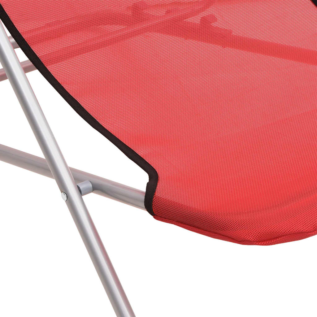Folding beach chairs 2pcs textilene/red powder coated steel