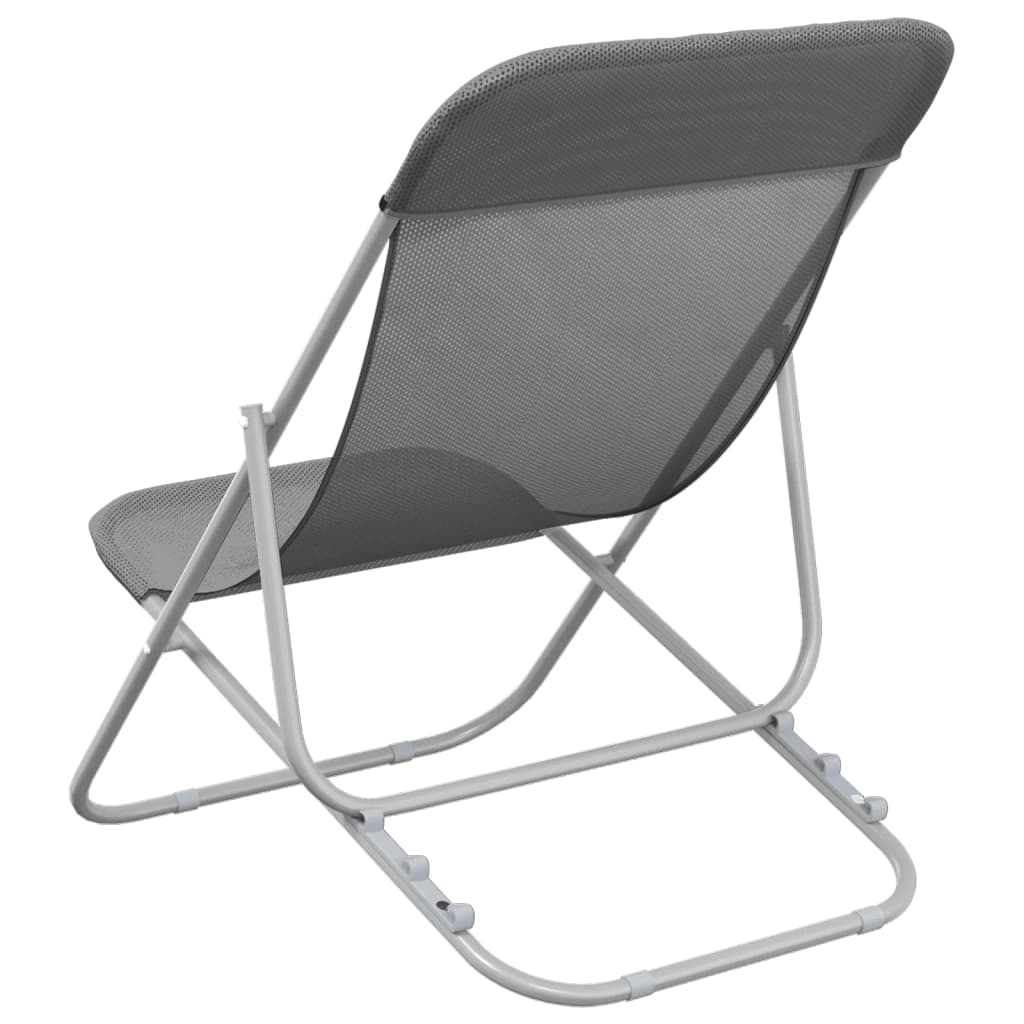 Folding Beach Chairs 2pcs Textilene/Steel Powder Coated Grey