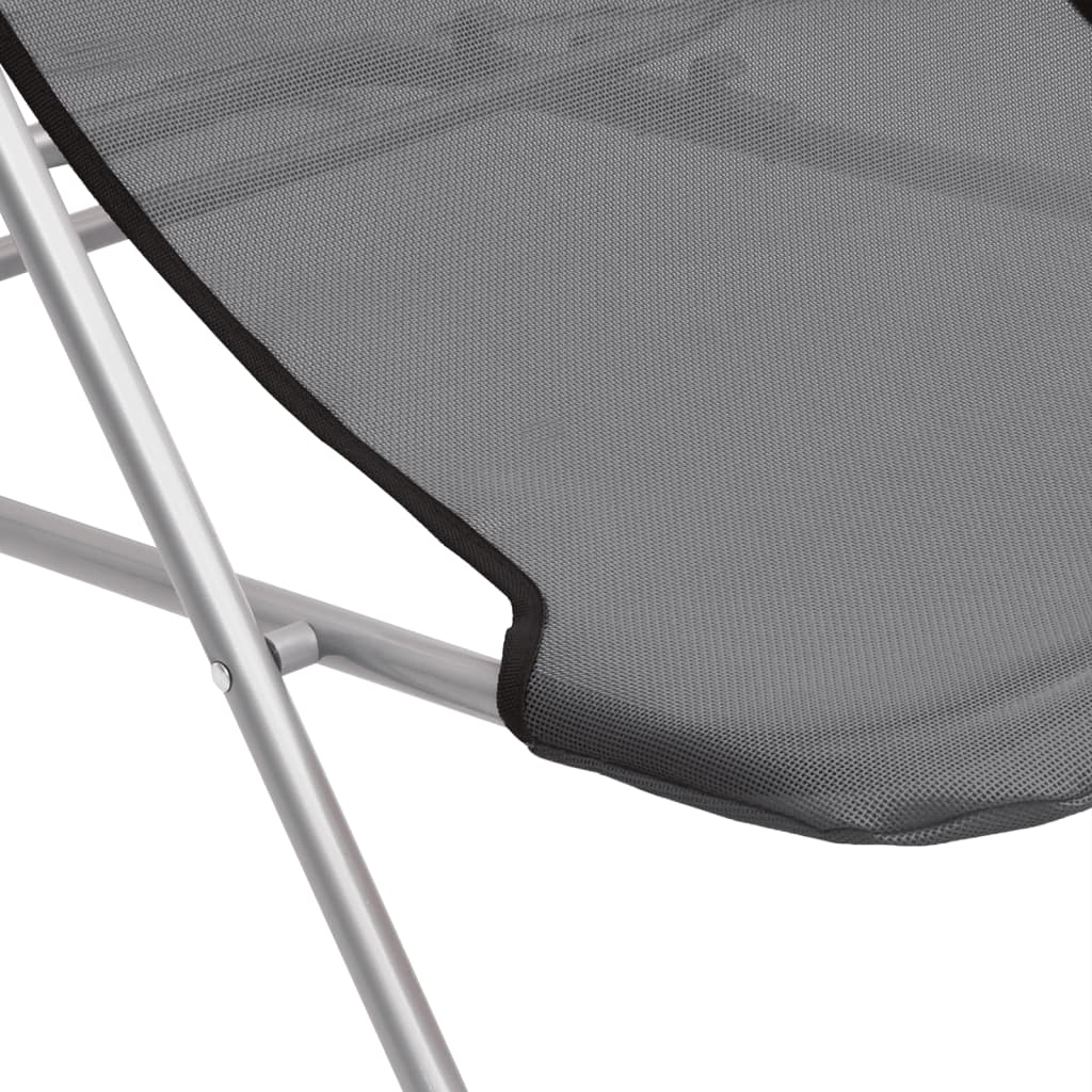 Folding Beach Chairs 2pcs Textilene/Steel Powder Coated Grey